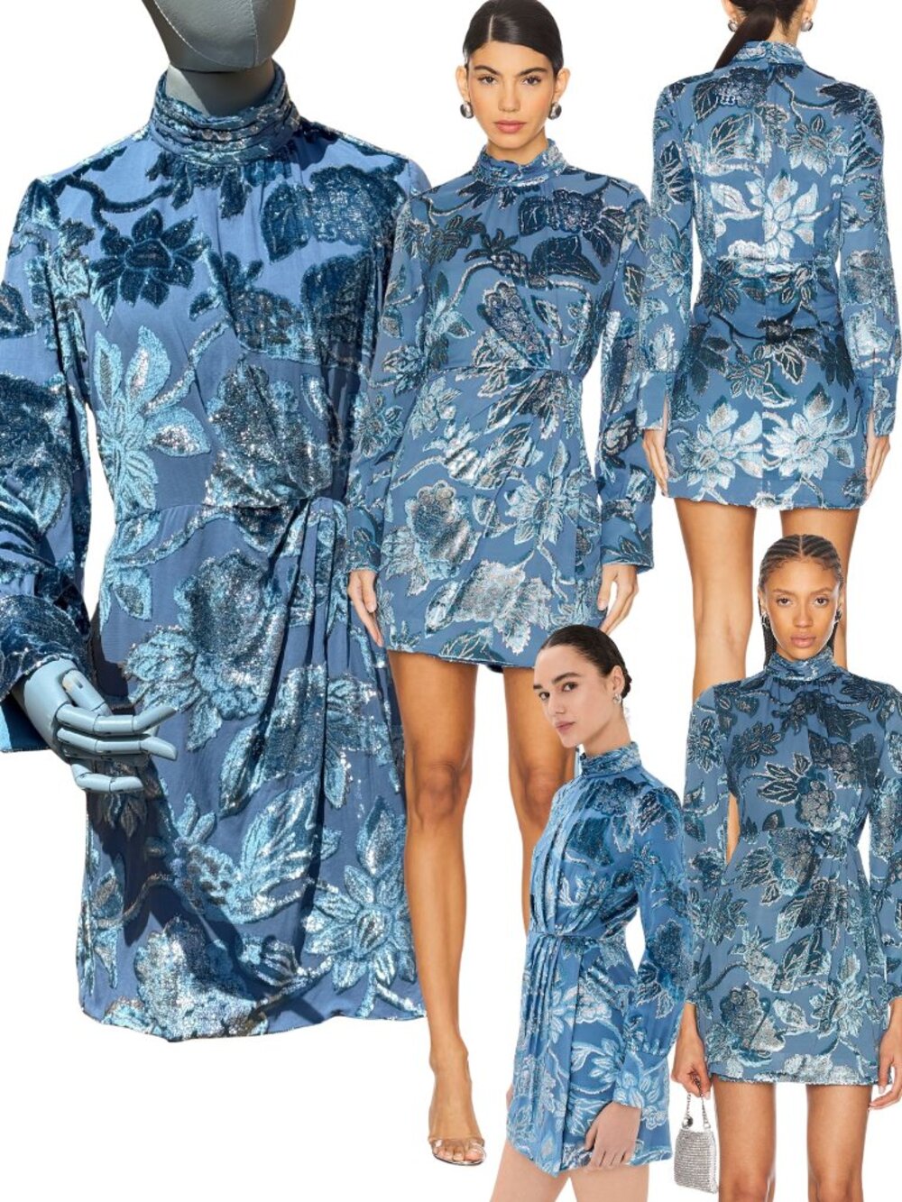 🆕 SIMKHAI 🧿 NWOT Halen Draped Velvet Mini Dress, Celestial Blue - Sz US 0